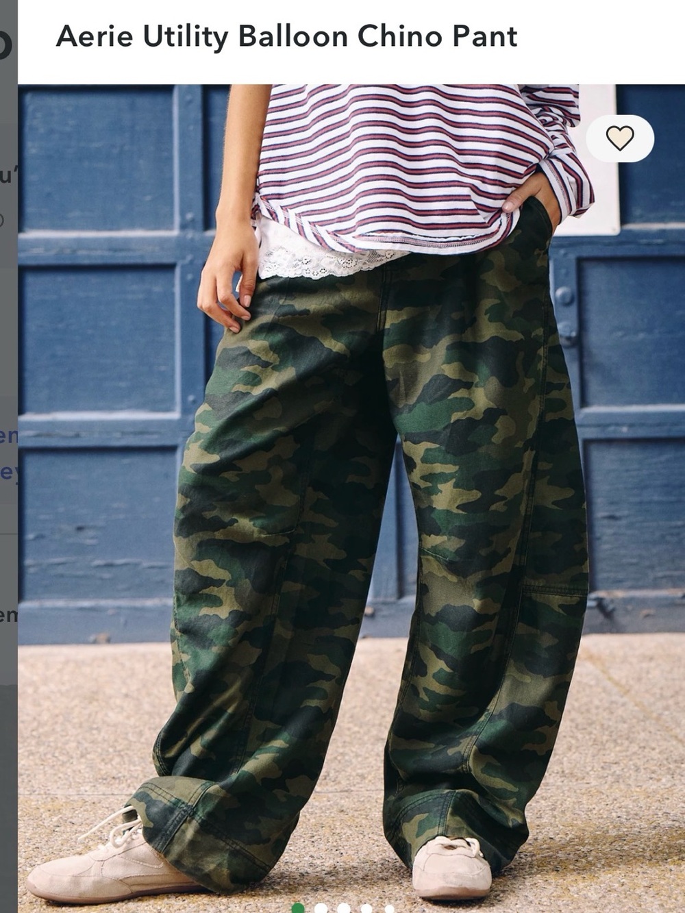 ISO XS - aerie Camo Utility Balloon Chino Pants in Olive Camo